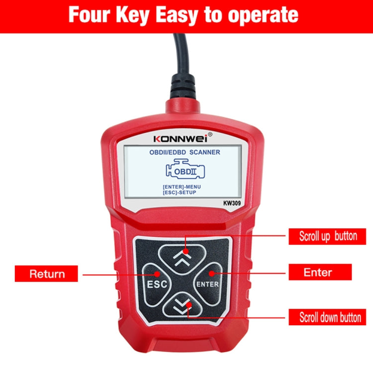 KONNWEI KW309 V309 V310 MS309 Code Reader OBD2 Scanner Diagnostic Tool(Red) - Code Readers & Scan Tools by KONNWEI | Online Shopping UK | buy2fix