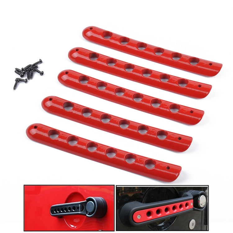 5 PCS Auto Handle Cover Door Aluminum Grab Handle Cover for Jeep Wrangler JK 4-Door 2007 -2017(Red) - In Car by buy2fix | Online Shopping UK | buy2fix