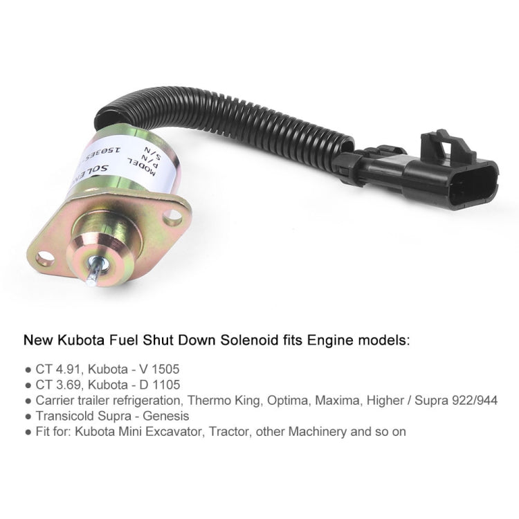 Excavator Fuel Shutdown Shut Off Solenoid Valve for Kubota V1505 R90 1503ES-12A5UC9S - In Car by buy2fix | Online Shopping UK | buy2fix