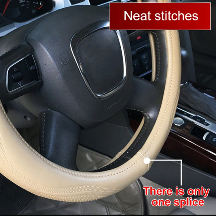 Universal Car Genuine Leather Pinhole Steering Wheel Cover, Diameter: 38cm(Grey) -  by buy2fix | Online Shopping UK | buy2fix