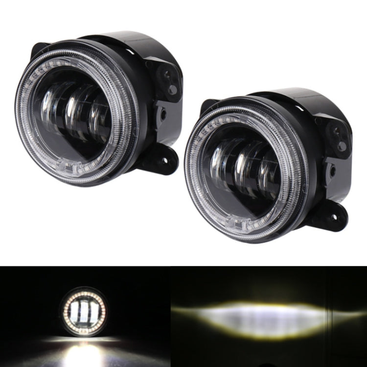 2 PCS DC12V-30V / 30W / 3A / 1440LM 12LEDs  4 inch Car LED Colorful Fog Light, Style: Black Background(White Light) - In Car by buy2fix | Online Shopping UK | buy2fix