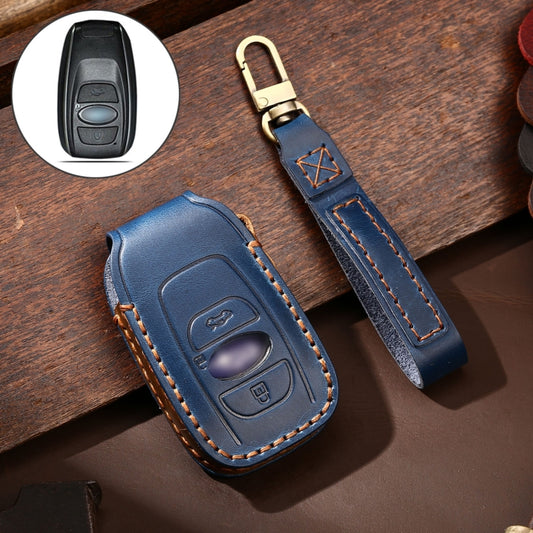 Hallmo Car Cowhide Leather Key Protective Cover Key Case for Subaru Forester(Blue) -  by Hallmo | Online Shopping UK | buy2fix