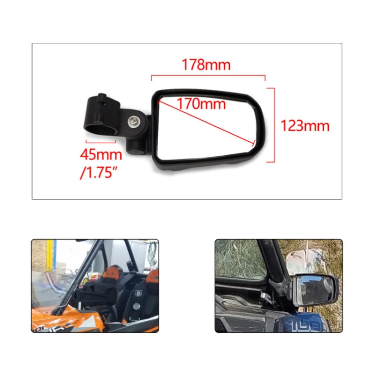 Pair All-terrain Vehicles Wide Field View 1.75 inch Rearview Mirror Side Reflector Mirror for UTV / ATV - In Car by buy2fix | Online Shopping UK | buy2fix