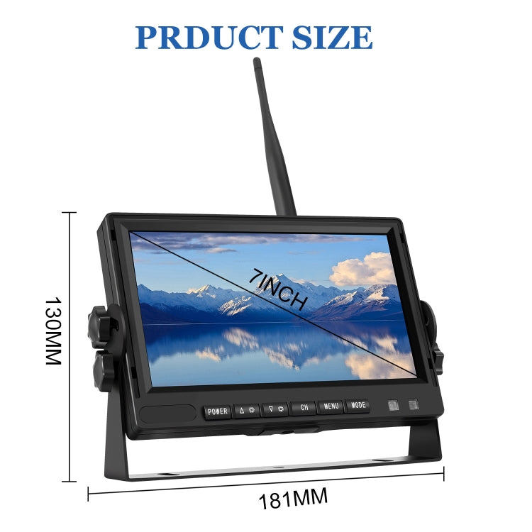 PZ710-W 7 inch Car Digital Wireless Rear-view Split-screen Monitor Single Record - In Car by buy2fix | Online Shopping UK | buy2fix