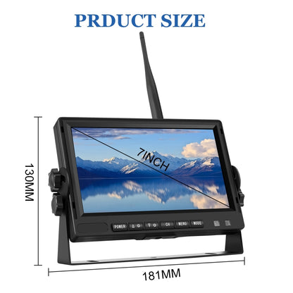 PZ710-W 7 inch Car Digital Wireless Rear-view Split-screen Monitor Four Record - In Car by buy2fix | Online Shopping UK | buy2fix