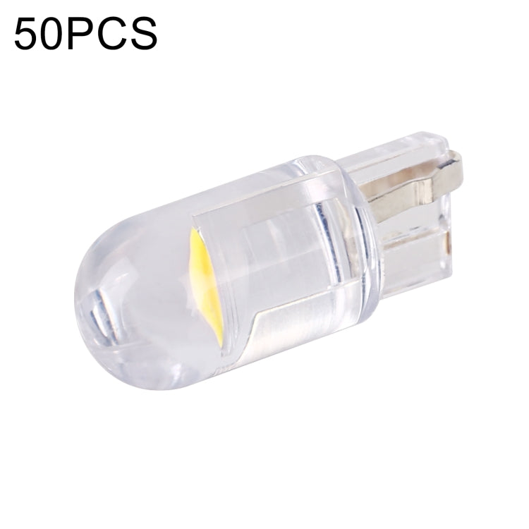 50 PCS T10 DC12V / 0.3W Car Clearance Light COB Lamp Beads (White Light) - In Car by buy2fix | Online Shopping UK | buy2fix