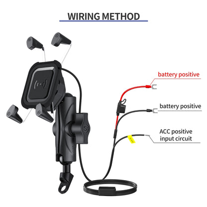 ZH-1558B2 Motorcycle Rear Mirror X-shape Aluminum Alloy Qi Wireless Charging Phone Holder - In Car by buy2fix | Online Shopping UK | buy2fix
