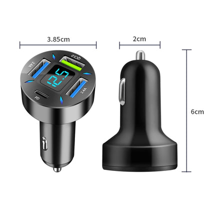 2pcs 4 in 1 USB PD20W+QC3.0+2.4A Digital Display Car Fast Charger - In Car by buy2fix | Online Shopping UK | buy2fix