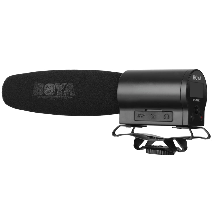 BOYA BY-DMR7 Shotgun Condenser Broadcast Microphone with LCD Display & Integrated Flash Recorder for Canon / Nikon / Sony DSLR Cameras and Video Cameras(Black) - Camera Microphone by BOYA | Online Shopping UK | buy2fix