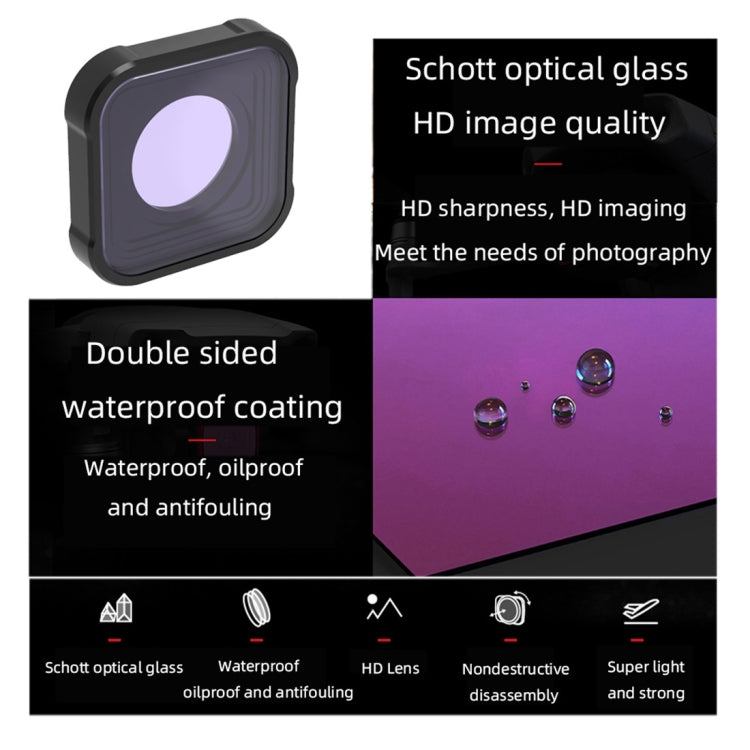 JSR KB Series Diving Color Lens Filter for GoPro HERO10 Black / HERO9 Black(Magenta) - DJI & GoPro Accessories by JSR | Online Shopping UK | buy2fix