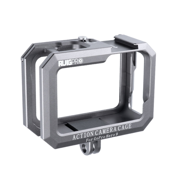 RUIGPRO for GoPro HERO10 Black / HERO9 Black Metal Border Frame Mount Protective Cage with Dual Cold Shoes Base (Silver Grey) - Protective Frame by RUIGPRO | Online Shopping UK | buy2fix