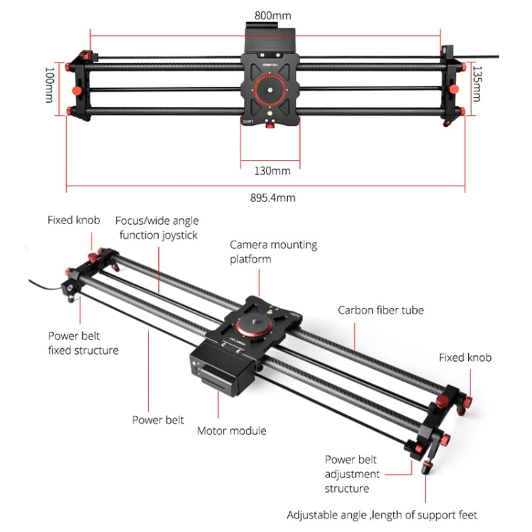 YELANGU L80TC 80cm Electrical Slide Rail Track with 2.4GHz Remote Control for SLR Cameras / Video Cameras (Black) - Camera Slider by YELANGU | Online Shopping UK | buy2fix