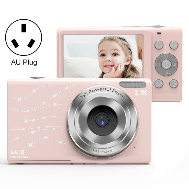 DC402 2.4 inch 44MP 16X Zoom 1080P Full HD Digital Camera Children Card Camera, AU Plug(Pink) - Consumer Electronics by buy2fix | Online Shopping UK | buy2fix