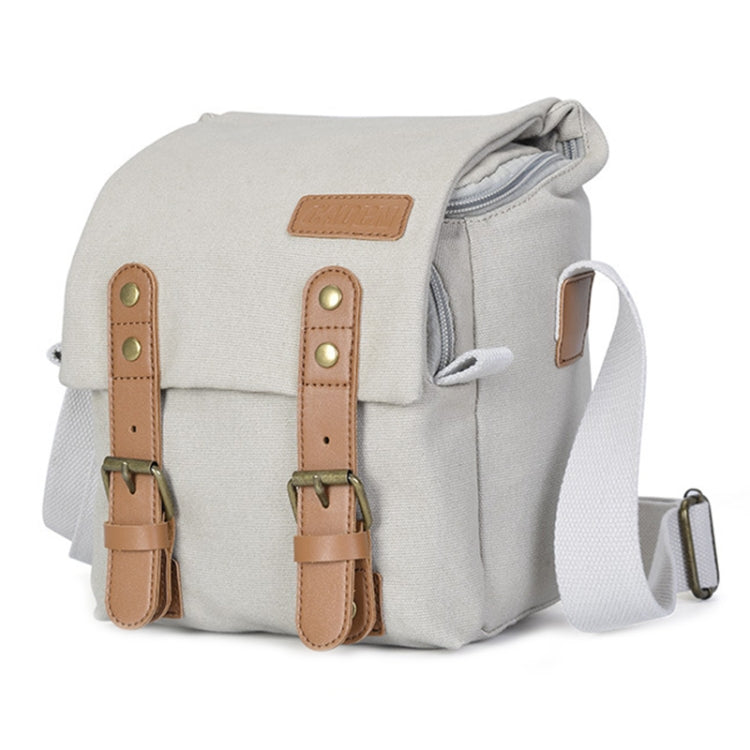 CADEN N1 Simple Retro Multifunctional Canvas Waterproof Digital Camera Photography Bag (Beige White) - Strap Satchel by CADeN | Online Shopping UK | buy2fix