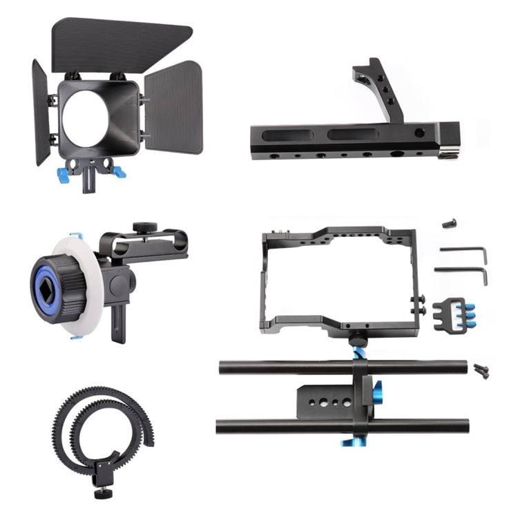 YELANGU YLG1105A Handle Video Camera Cage Stabilizer Kit with Matte Box & Follow Focus for Panasonic Lumix DMC-GH4 & G7 / Sony A7 & A7S & A7R & A7RII & A7SII - Camera Cage by YELANGU | Online Shopping UK | buy2fix