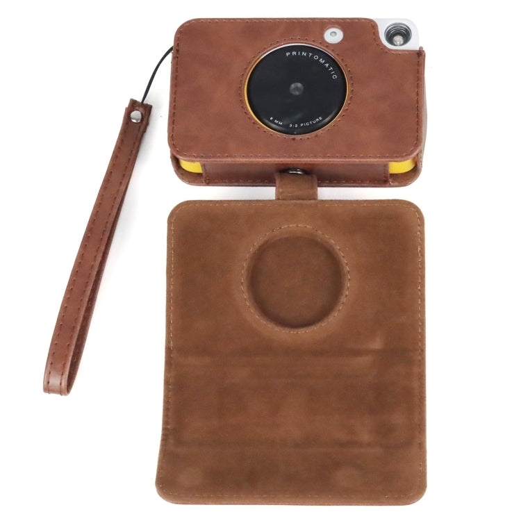 For Kodak PRINTOMATIC Full Body Camera PU Leather Case Bag with Strap (Brown) - Camera Accessories by buy2fix | Online Shopping UK | buy2fix