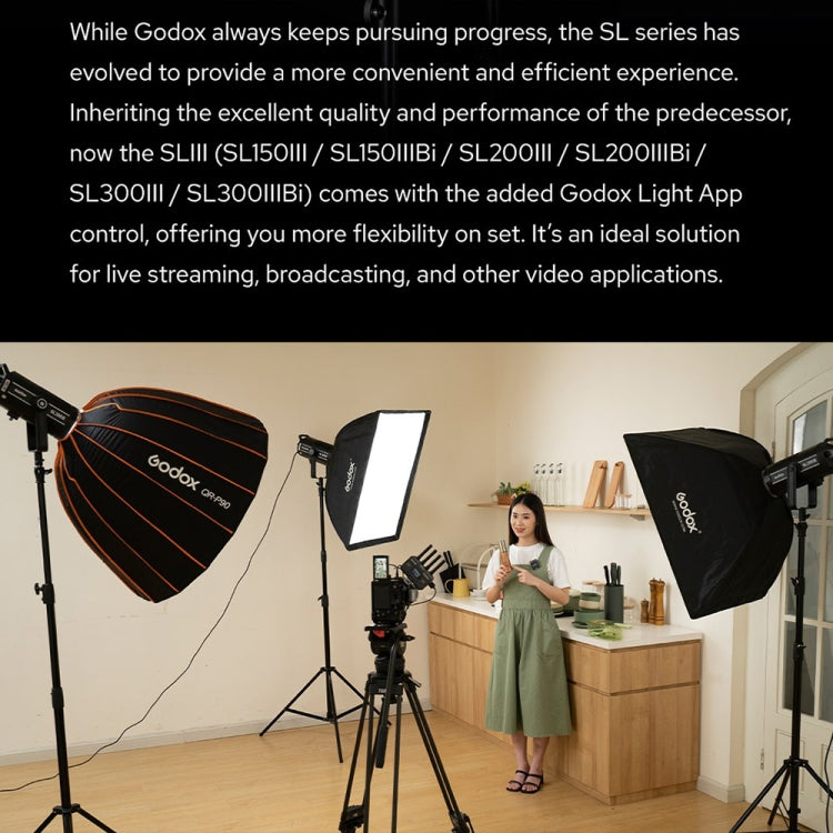 Godox SL200IIIBi 215W Bi-Color 2800K-6500K LED Video Light(UK Plug) - Shoe Mount Flashes by Godox | Online Shopping UK | buy2fix