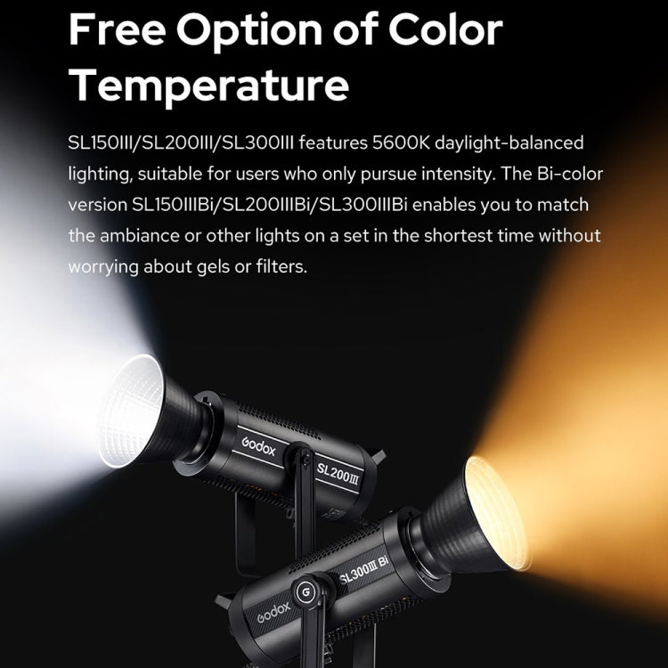 Godox SL300IIIBi 330W Bi-Color 2800K-6500K LED Video Light(EU Plug) - Shoe Mount Flashes by Godox | Online Shopping UK | buy2fix