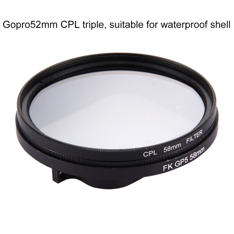 58mm 3 in 1 Round Circle CPL Lens Filter with Cap for GoPro HERO7 Black/6 /5 - Lens Filter by JSR | Online Shopping UK | buy2fix