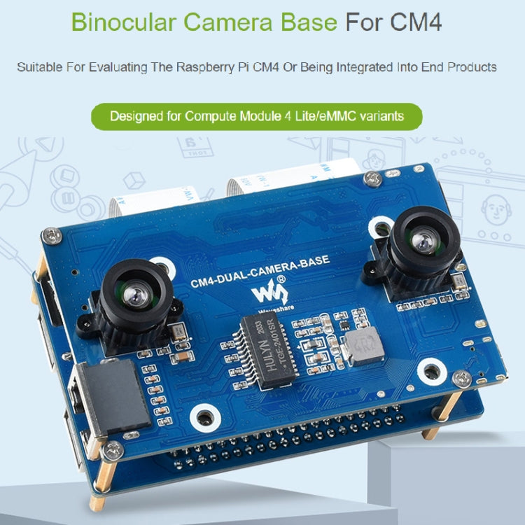 Waveshare Binocular Camera Base Board with Interface Expander for Raspberry Pi Compute Module 4 - Modules Expansions Accessories by WAVESHARE | Online Shopping UK | buy2fix