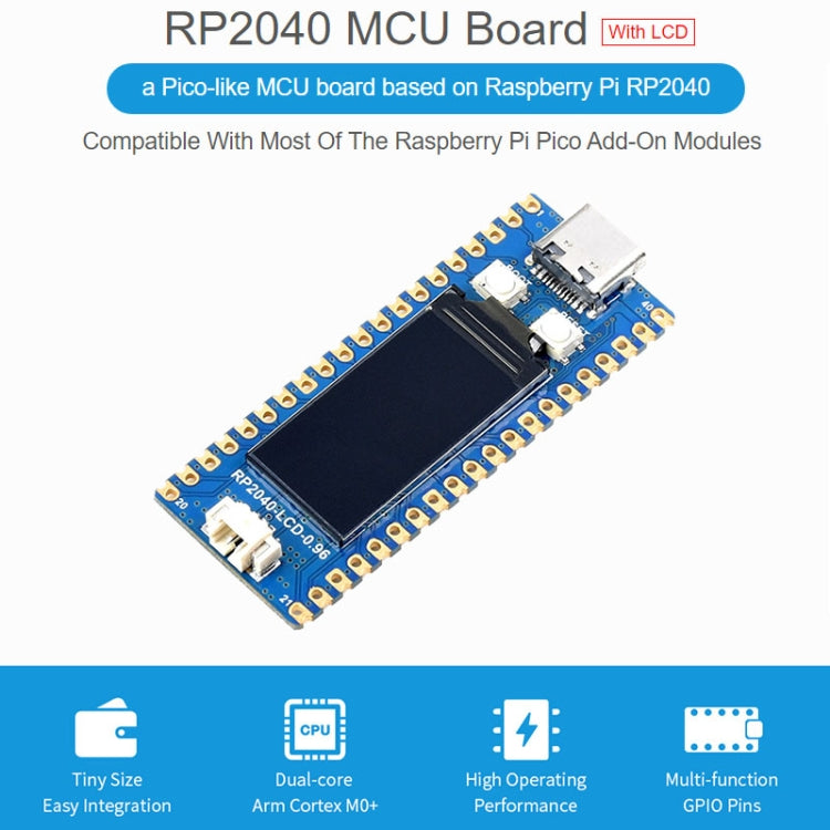 Waveshare RP2040-LCD-0.96 Pico-like MCU Board Based on Raspberry Pi MCU RP2040, with Pinheader - Modules Expansions Accessories by WAVESHARE | Online Shopping UK | buy2fix