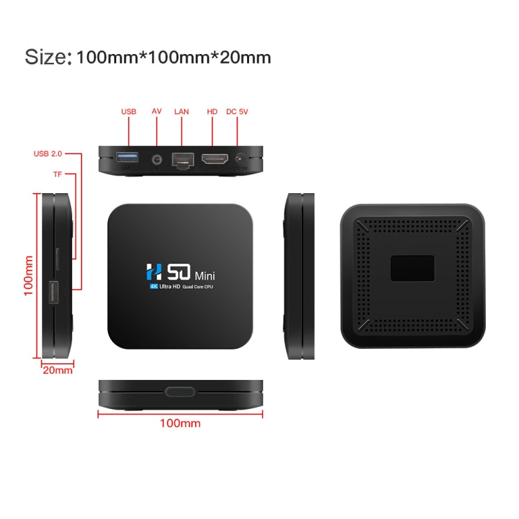 H50 Mini 4K Smart Network TV Box, Android 10.0, RK3318 Quad Core, 2GB+32GB, AU Plug - Consumer Electronics by buy2fix | Online Shopping UK | buy2fix