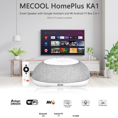 MECOOL KA1 Smart TV Speaker Android 11 TV Box with Remote Control, Amlogic S905X4 Quad Core Cortex-A55, 4GB+32GB, Dual-Band / Bluetooth / Ethernet / OTT(US Plug) - Consumer Electronics by MECOOL | Online Shopping UK | buy2fix