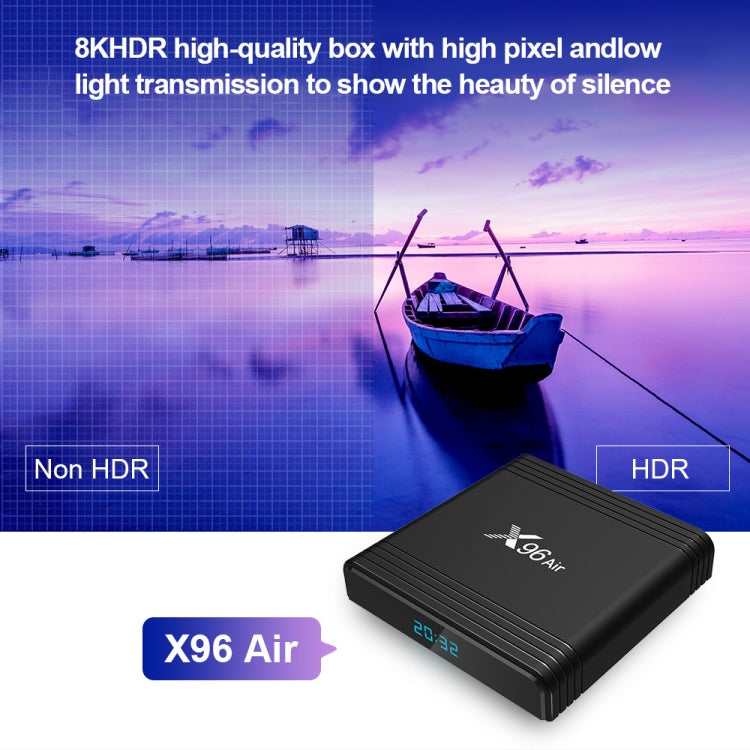 X96 Air 8K Smart TV BOX Android 9.0 Media Player with Remote Control, Quad-core Amlogic S905X3, RAM: 4GB, ROM: 64GB, Dual Band WiFi, Bluetooth, EU Plug - Consumer Electronics by buy2fix | Online Shopping UK | buy2fix