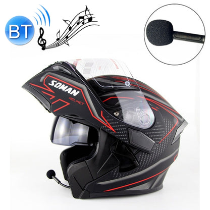 Soman 955 Skyeye Motorcycle Full / Open Face Bluetooth Helmet Headset Full Face, Supports Answer / Hang Up Calls(Black Red) -  by SOMAN | Online Shopping UK | buy2fix