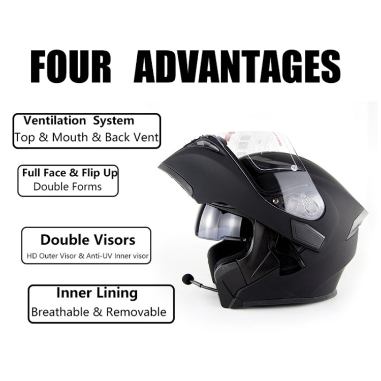 Soman 955 Skyeye Motorcycle Full / Open Face Bluetooth Helmet Headset Full Face, Supports Answer / Hang Up Calls(Matte Black) - Helmets by SOMAN | Online Shopping UK | buy2fix