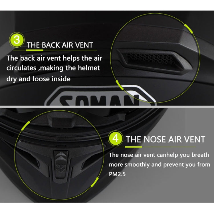 Soman 955 Skyeye Motorcycle Full / Open Face Bluetooth Helmet Headset Full Face, Supports Answer / Hang Up Calls(Matte Black) - Helmets by SOMAN | Online Shopping UK | buy2fix