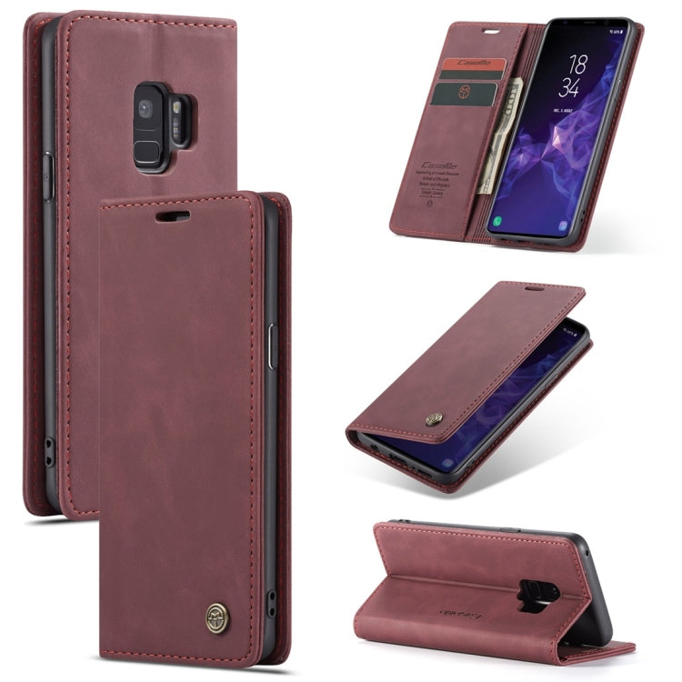 CaseMe-013 Multifunctional Retro Frosted Horizontal Flip Leather Case with Card Slot & Holder & Wallet for Galaxy S9(Wine Red) - Galaxy Phone Cases by CaseMe | Online Shopping UK | buy2fix