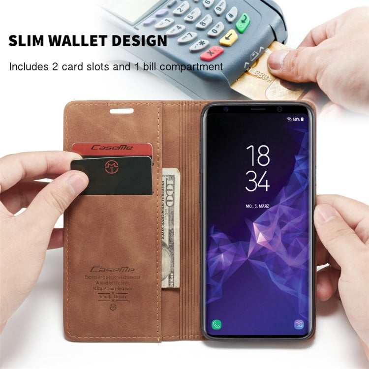 CaseMe-013 Multifunctional Retro Frosted Horizontal Flip Leather Case with Card Slot & Holder & Wallet for Galaxy S9 Plus(Brown) - Galaxy Phone Cases by CaseMe | Online Shopping UK | buy2fix