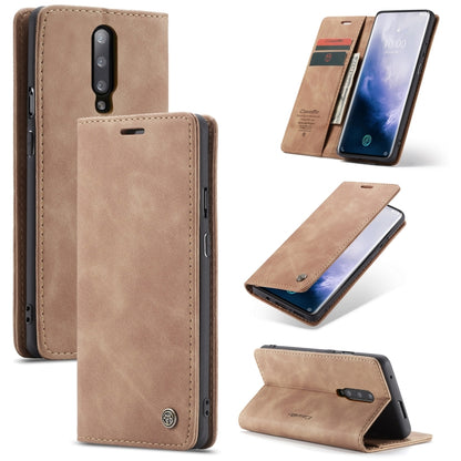 CaseMe-013 Multi-functional Retro Frosted Horizontal Flip Leather Case with Card Slot & Holder & Wallet For OnePlus 7 Pro(Brown) - OnePlus Cases by CaseMe | Online Shopping UK | buy2fix