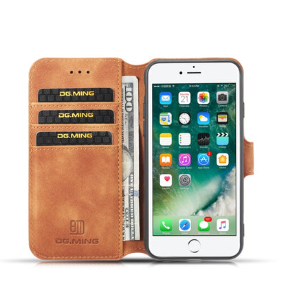 DG.MING Retro Oil Side Horizontal Flip Case with Holder & Card Slots & Wallet for iPhone 7 / 8(Brown) - More iPhone Cases by DG.MING | Online Shopping UK | buy2fix