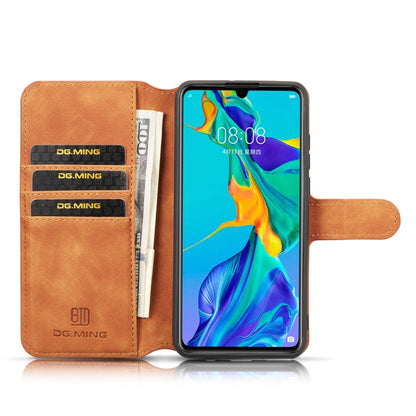 DG.MING Retro Oil Side Horizontal Flip Case with Holder & Card Slots & Wallet for Huawei P30 Lite(Brown) - Huawei Cases by DG.MING | Online Shopping UK | buy2fix