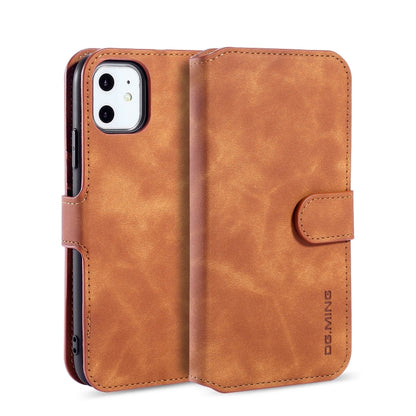 DG.MING Retro Oil Side Horizontal Flip Case with Holder & Card Slots & Wallet for iPhone 11(Brown) - iPhone 11 Cases by DG.MING | Online Shopping UK | buy2fix