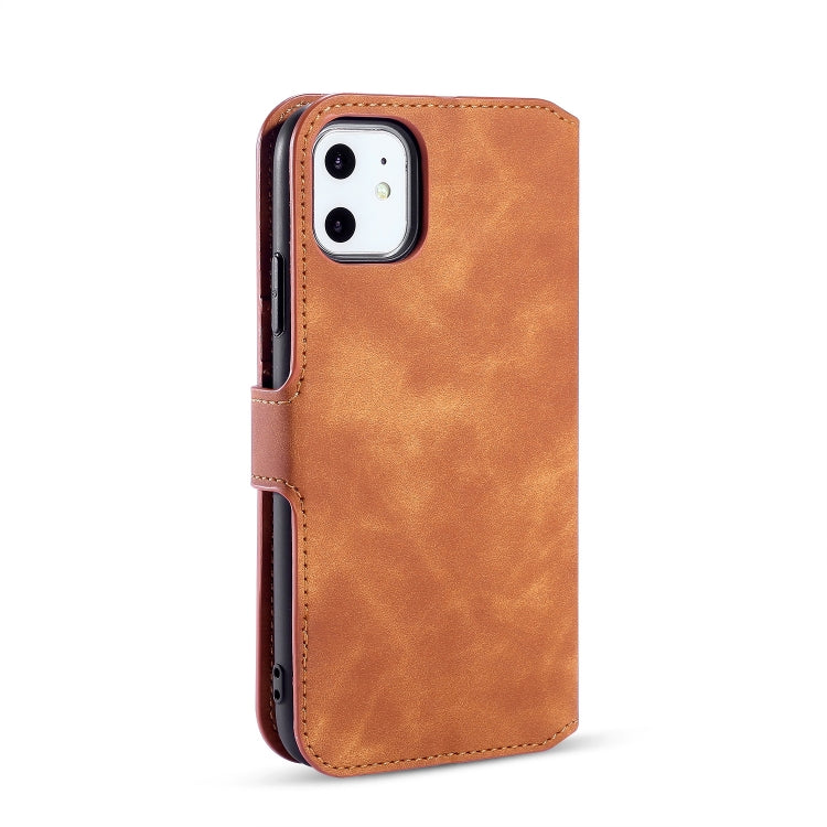 DG.MING Retro Oil Side Horizontal Flip Case with Holder & Card Slots & Wallet for iPhone 11(Brown) - iPhone 11 Cases by DG.MING | Online Shopping UK | buy2fix