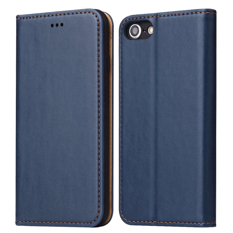 For iPhone SE 2022 / SE 2020 / 8 / 7 Fierre Shann PU Genuine Leather Texture Horizontal Flip Leather Case with Holder & Card Slots & Wallet(Blue) - iPhone SE 2022 / 2020 / 8 / 7 Cases by FIERRE SHANN | Online Shopping UK | buy2fix