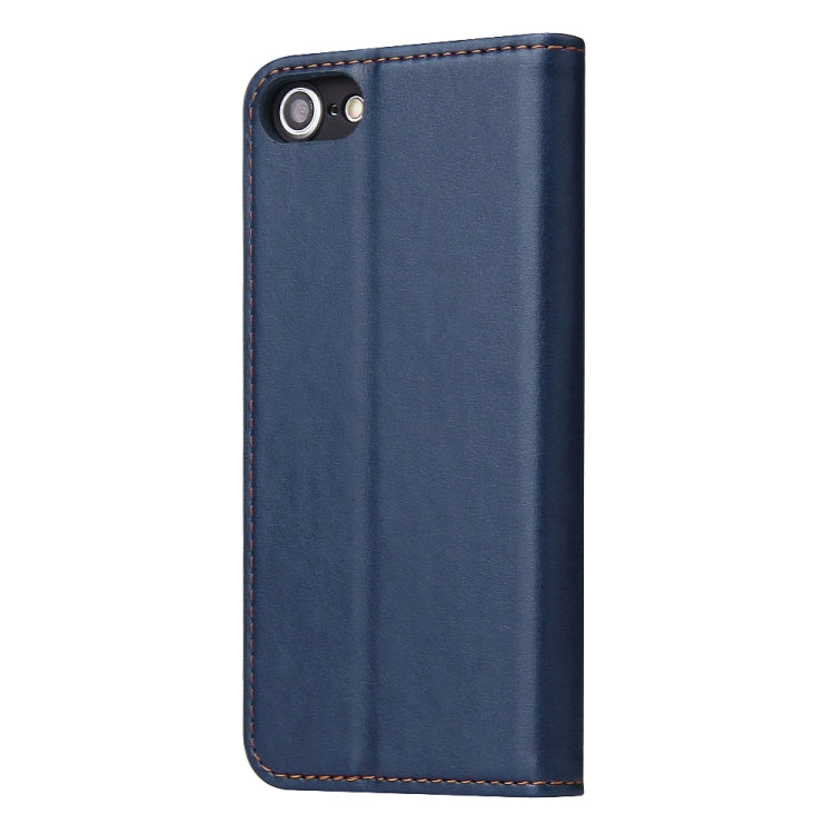 For iPhone SE 2022 / SE 2020 / 8 / 7 Fierre Shann PU Genuine Leather Texture Horizontal Flip Leather Case with Holder & Card Slots & Wallet(Blue) - iPhone SE 2022 / 2020 / 8 / 7 Cases by FIERRE SHANN | Online Shopping UK | buy2fix