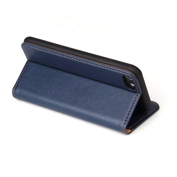 For iPhone SE 2022 / SE 2020 / 8 / 7 Fierre Shann PU Genuine Leather Texture Horizontal Flip Leather Case with Holder & Card Slots & Wallet(Blue) - iPhone SE 2022 / 2020 / 8 / 7 Cases by FIERRE SHANN | Online Shopping UK | buy2fix