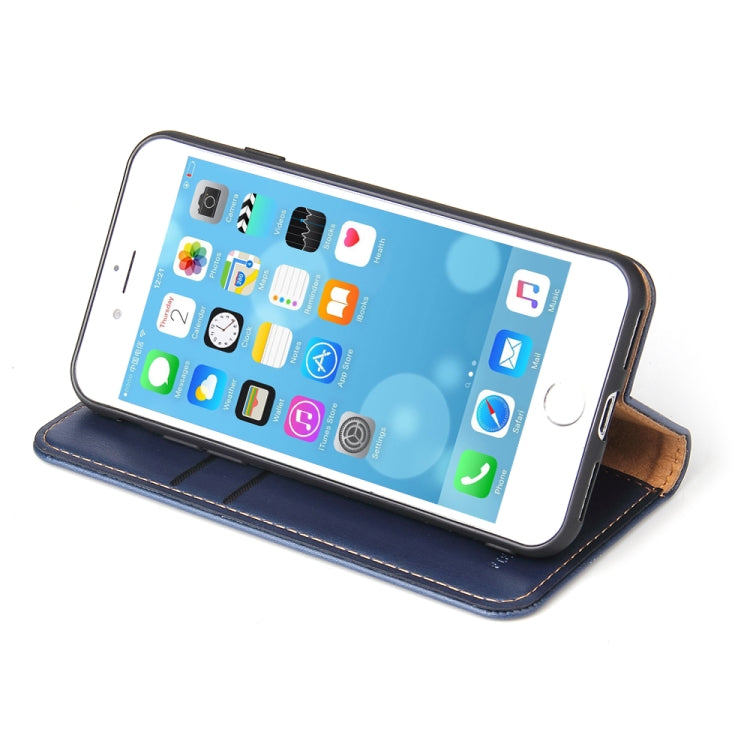 For iPhone SE 2022 / SE 2020 / 8 / 7 Fierre Shann PU Genuine Leather Texture Horizontal Flip Leather Case with Holder & Card Slots & Wallet(Blue) - iPhone SE 2022 / 2020 / 8 / 7 Cases by FIERRE SHANN | Online Shopping UK | buy2fix