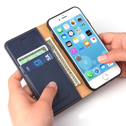 For iPhone SE 2022 / SE 2020 / 8 / 7 Fierre Shann PU Genuine Leather Texture Horizontal Flip Leather Case with Holder & Card Slots & Wallet(Blue) - iPhone SE 2022 / 2020 / 8 / 7 Cases by FIERRE SHANN | Online Shopping UK | buy2fix