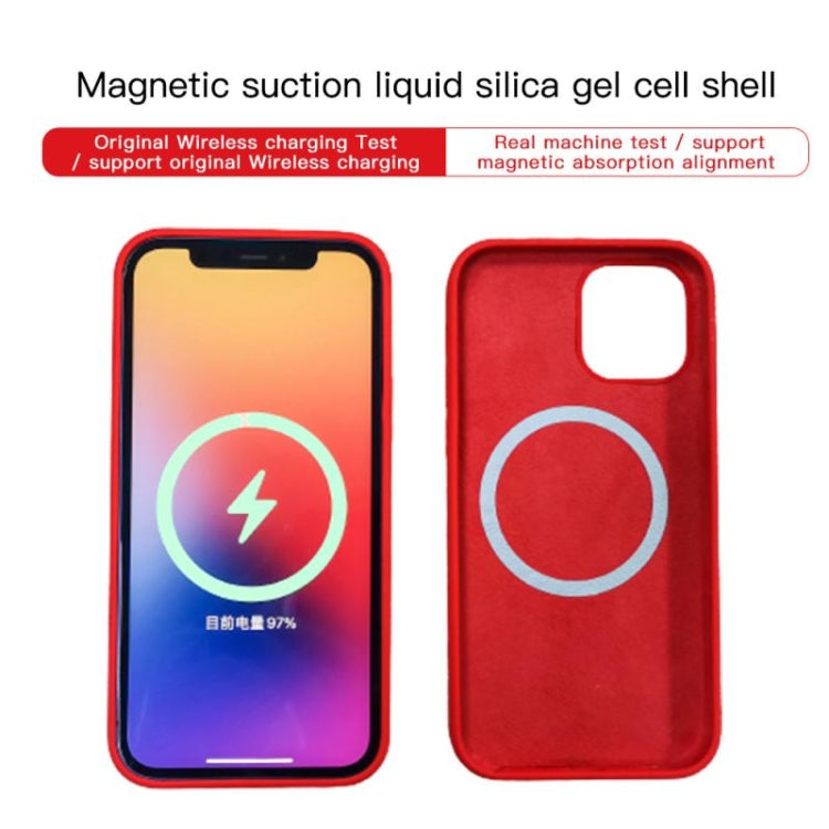 For iPhone 12 mini Magnetic Liquid Silicone Full Coverage Shockproof Magsafe Case with Magsafe Charging Magnet (Red) - iPhone 12 mini Cases by buy2fix | Online Shopping UK | buy2fix