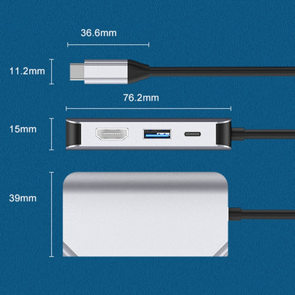 HW-6004 4 In 1 Type-C / USB-C to HDMI + PD + USB 3.0 + VGA Docking Station Adapter Converter(Grey) - Computer & Networking by buy2fix | Online Shopping UK | buy2fix