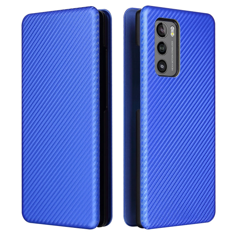 For LG Wing 5G Carbon Fiber Texture Horizontal Flip TPU + PC + PU Leather Case with Card Slot(Blue) - Mobile Accessories by buy2fix | Online Shopping UK | buy2fix