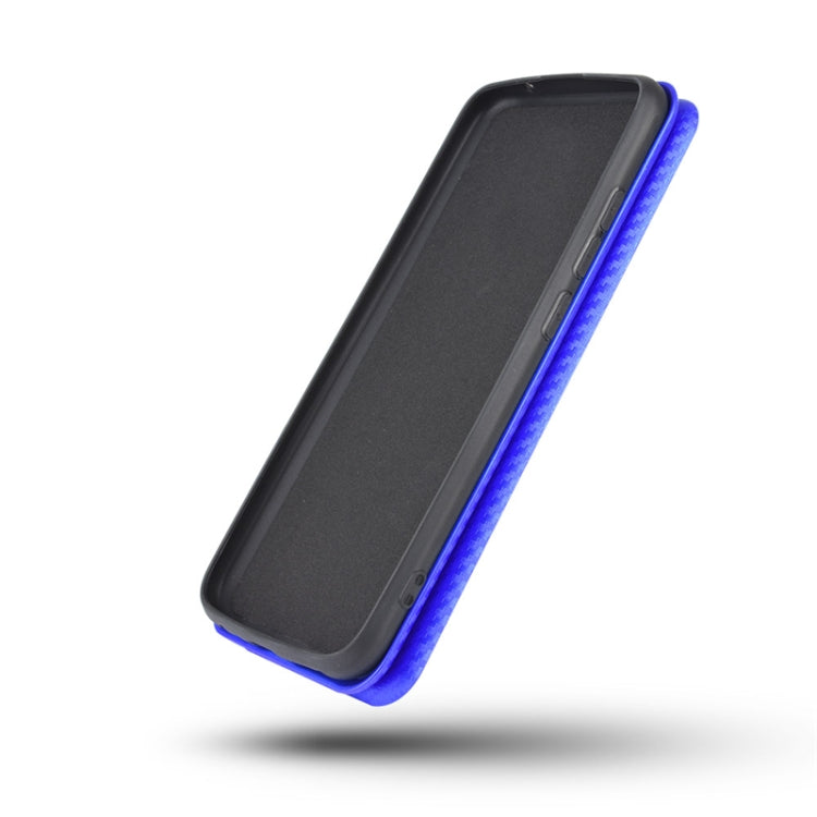 For LG Wing 5G Carbon Fiber Texture Horizontal Flip TPU + PC + PU Leather Case with Card Slot(Blue) - Mobile Accessories by buy2fix | Online Shopping UK | buy2fix