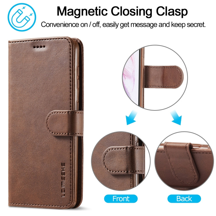 For Samsung Galaxy S21 5G LC.IMEEKE Calf Texture Horizontal Flip Leather Case with Holder & Card Slots & Wallet(Brown) - Galaxy S21 5G Cases by LC.IMEEKE | Online Shopping UK | buy2fix