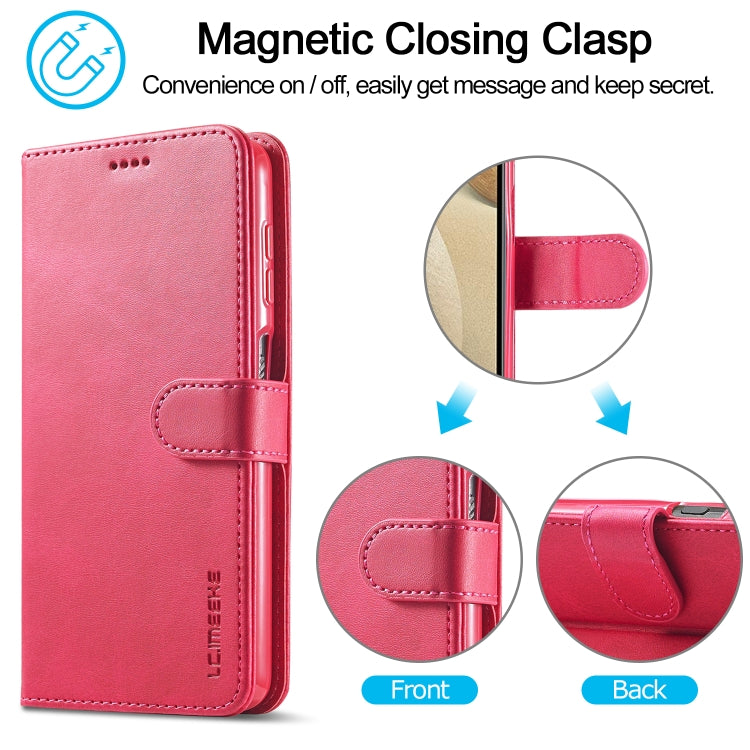 For Samsung Galaxy A12 LC.IMEEKE Calf Texture Horizontal Flip Leather Case, with Holder & Card Slots & Wallet & Photo Frame(Red) - Galaxy Phone Cases by LC.IMEEKE | Online Shopping UK | buy2fix