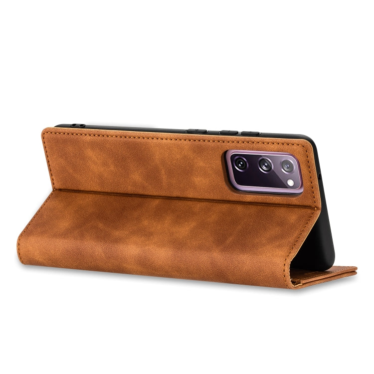 For Samsung Galaxy S20 FE GUSSIM GS-001 Business Style Horizontal Flip Skin Feel PU Leather Case with Holder & Card Slots & Wallet & Photo Frame(Brown) - Galaxy S20 FE Cases by GUSSIM | Online Shopping UK | buy2fix